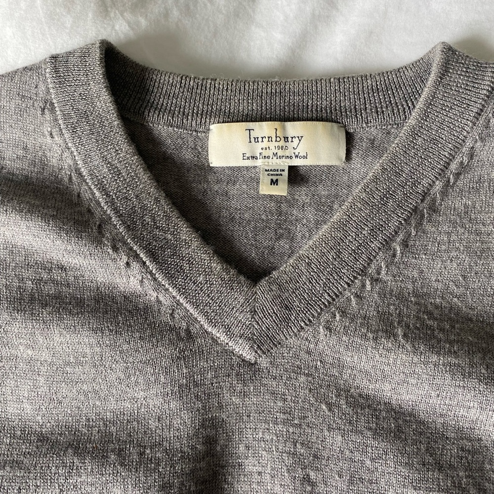 Turnbury Gray Extra Fine Merino Wool Sweater
